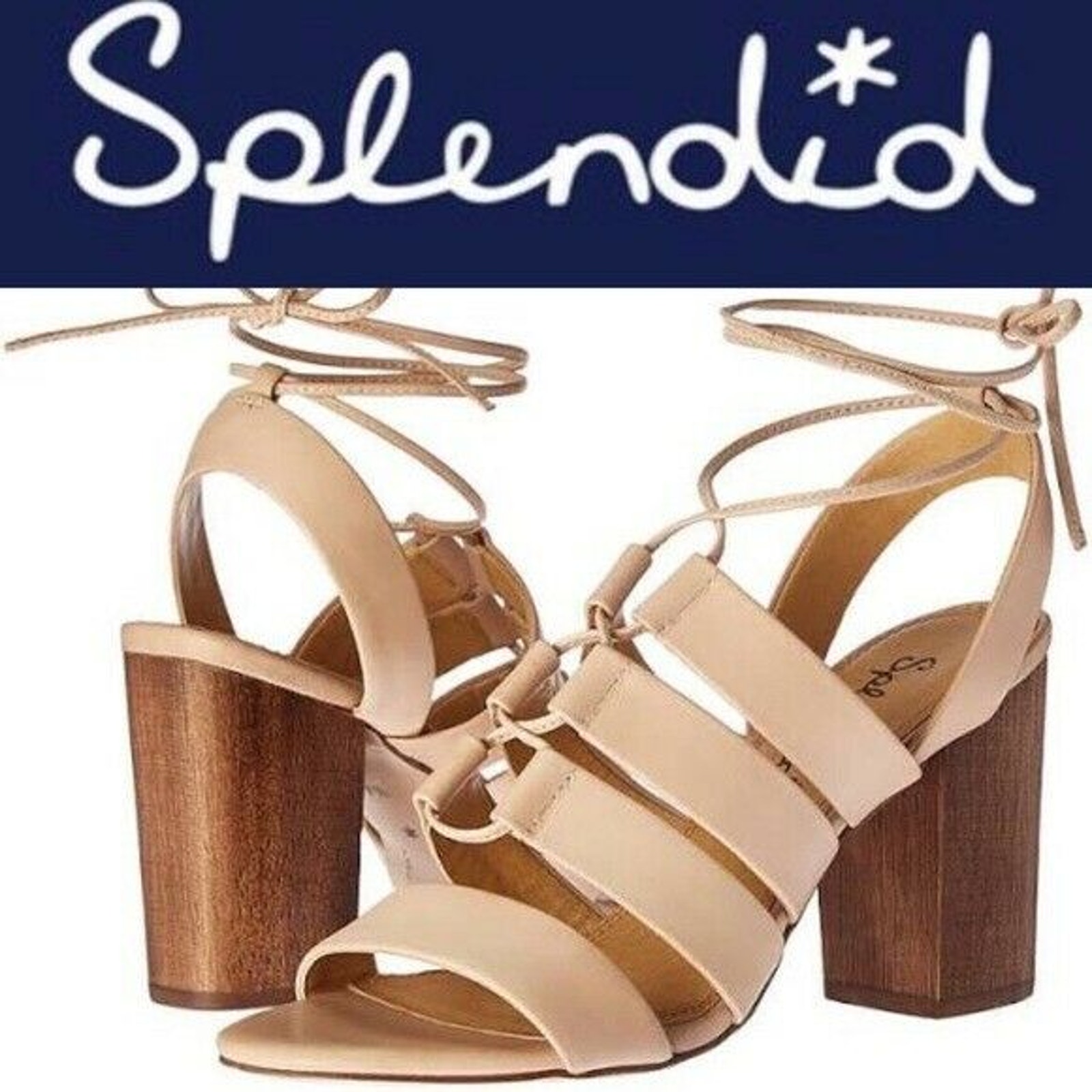 New Splendid Brayden Leather Heeled Sandals Color Sand Women's 10